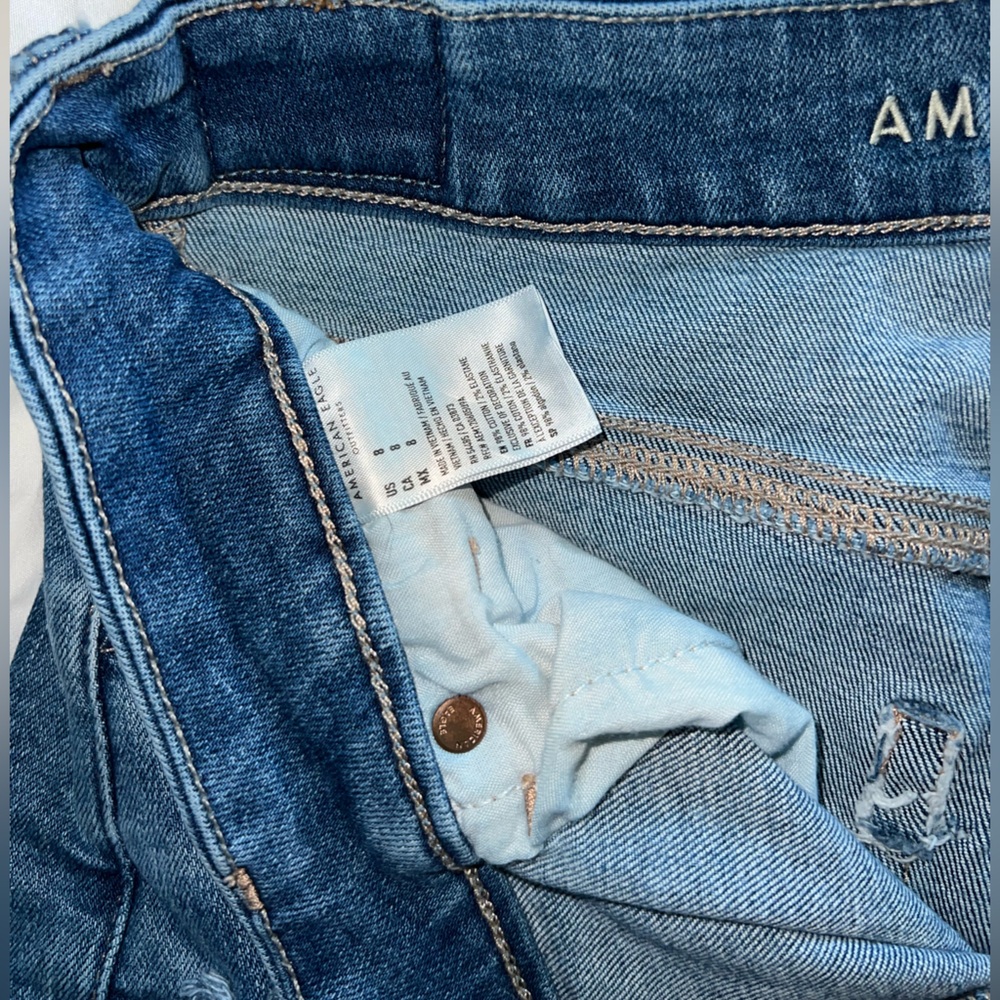 American Eagle distressed high rise denim shirts